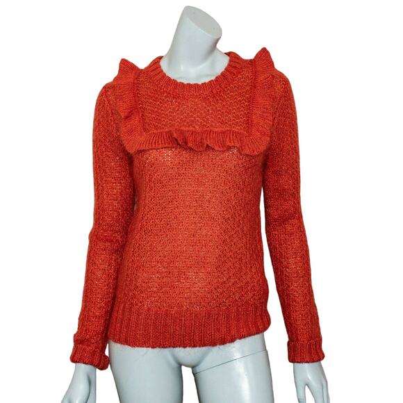BAUM UND PFERDGARTEN Ruffle Knit Sweater dark Orange size S - Picture 1 of 8